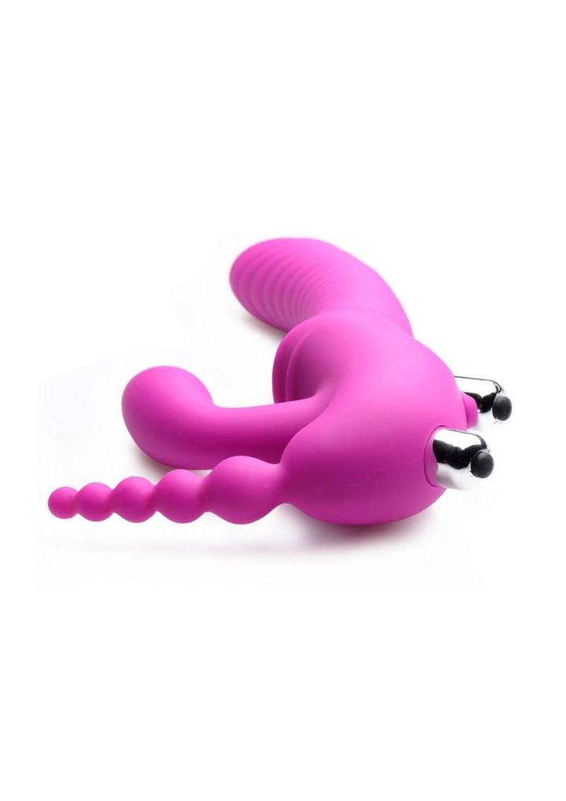 Strap U Regal Rider Vibrating Silicone Strapless Strap-On Triple G 6in Dildo STRAP U