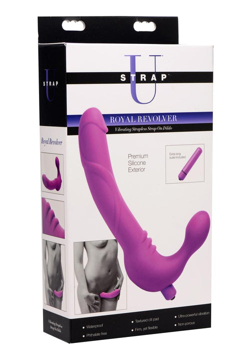 Load image 1 in gallery view. Strap U Royal Revolver Vibrating Silicone Strapless Strap-On - Black/Purple