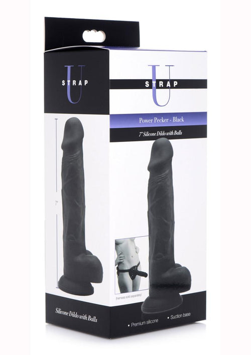Load image 1 in gallery view. Strap U Silicone Dildo with Balls - Black