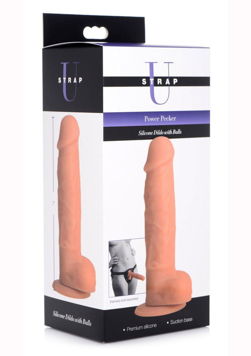 Load image 1 in gallery view. Strap U Silicone Dildo with Balls - Flesh/Vanilla