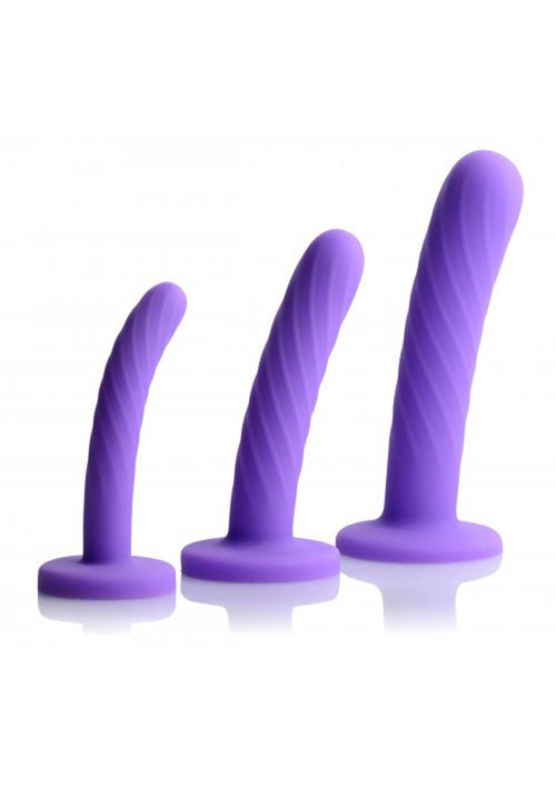 Load image 1 in gallery view. Strap U Tri-Play 3 Piece Silicone Dildo - Purple - Set