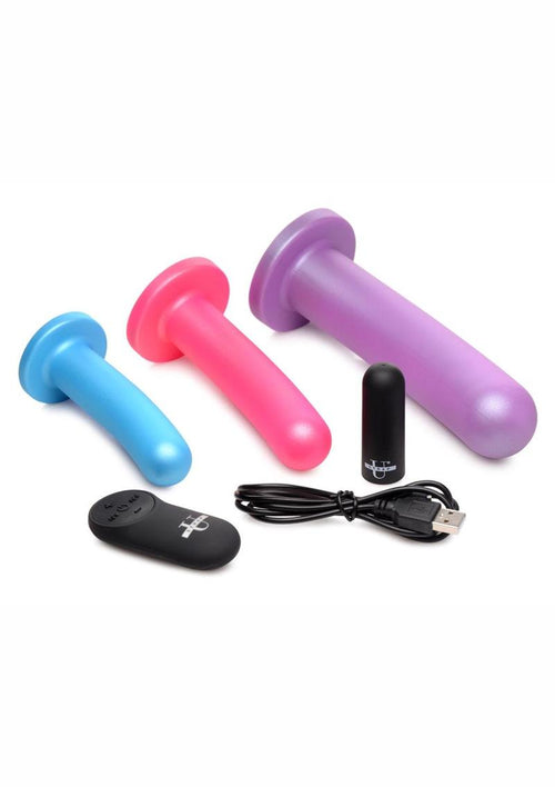 Load image 1 in gallery view. Strap U Triple Peg 28x Vibrating Rechargeable Silicone Dildo Set with Remote Control STRAP U