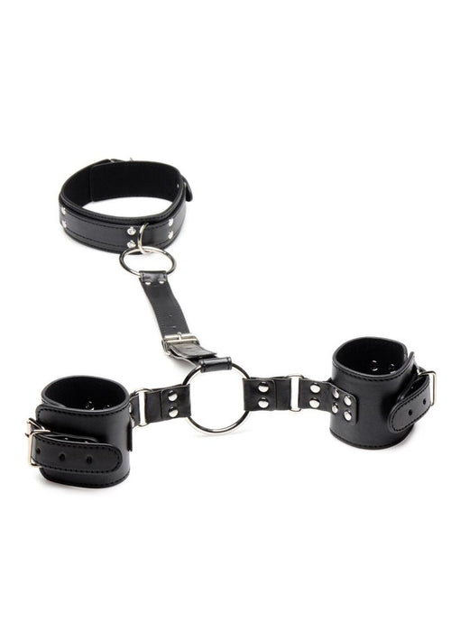 Load image 1 in gallery view. Strict Adjustable Neck to Wrist Restraints - Black