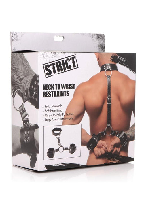 Load image 1 in gallery view. Strict Adjustable Neck to Wrist Restraints - Black