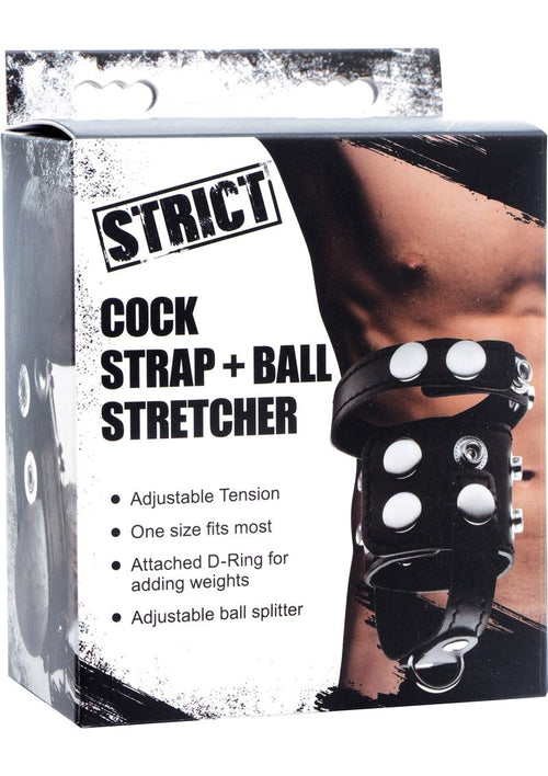 Load image 1 in gallery view. Strict Cock Strap and Ball Stretcher - Black