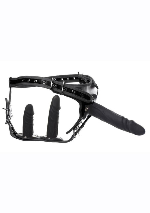 Load image 1 in gallery view. Strict Double Penetration Strap-On Harness with Silicone Dildos - Black - 3 Pack