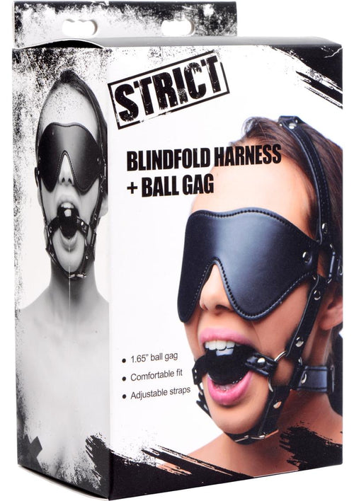 Load image 1 in gallery view. Strict Eye Mask Harness with Ball Gag - Black