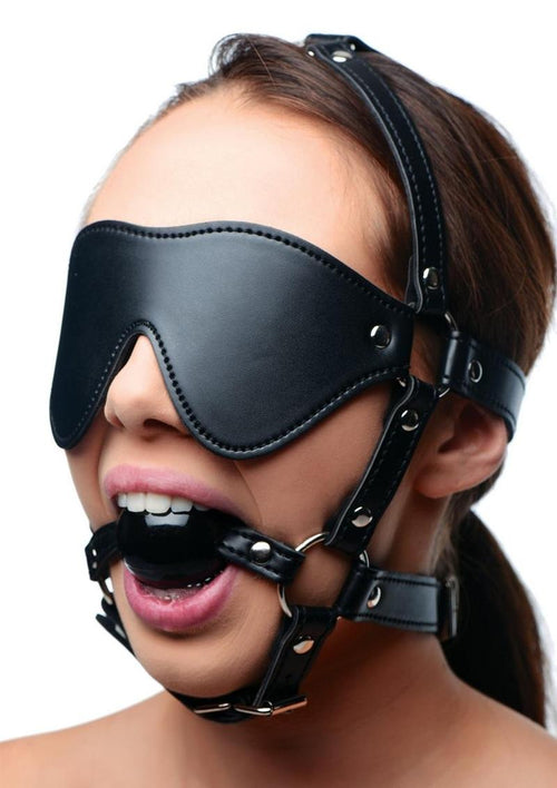 Load image 1 in gallery view. Strict Eye Mask Harness with Ball Gag STRICT