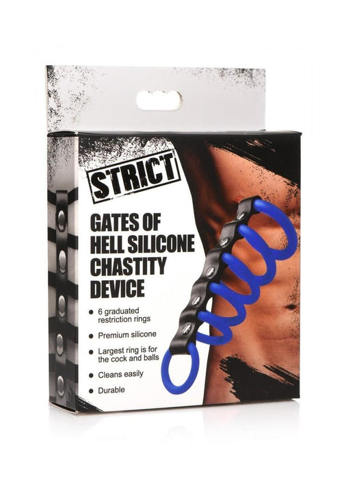 Load image 1 in gallery view. Strict Gates Of Hell Silicone Chastity Device - Black/Blue