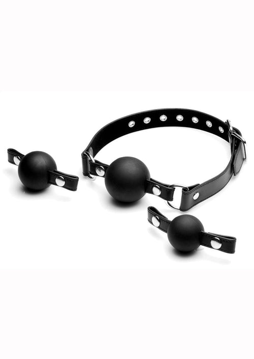 Load image 1 in gallery view. Strict Interchangeable Silicone Ball Gag - Black - Set