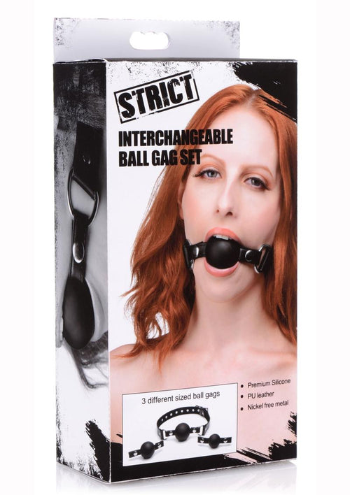 Load image 1 in gallery view. Strict Interchangeable Silicone Ball Gag - Black - Set