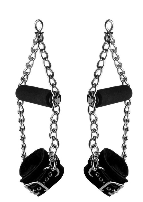 Load image 1 in gallery view. Strict Leather Fur Lined Suspension Cuffs - Black/Metal