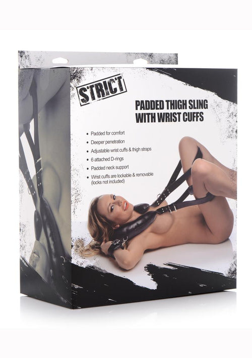Load image 1 in gallery view. Strict Padded Thigh Sling with Wrist Cuffs - Black