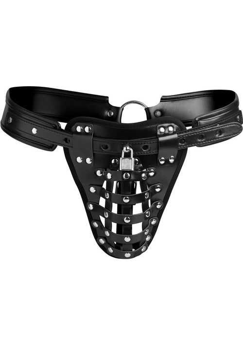 Load image 1 in gallery view. Strict Safety Net Male Chastity Belt - Black/Metal