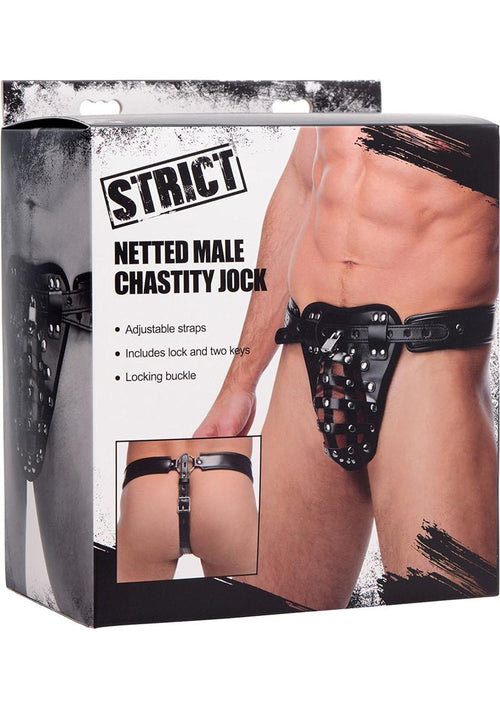 Load image 1 in gallery view. Strict Safety Net Male Chastity Belt - Black/Metal