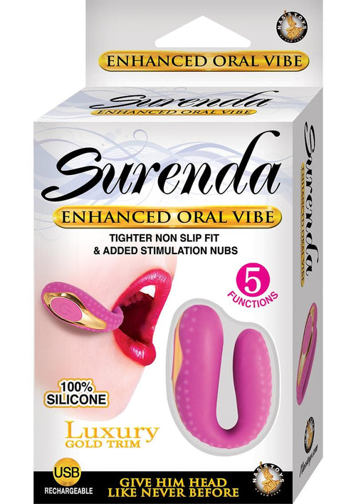 Load image 1 in gallery view. Surenda Enhanced Oral Vibe Rechargeable Silicone Vibrator - Gold/Pink