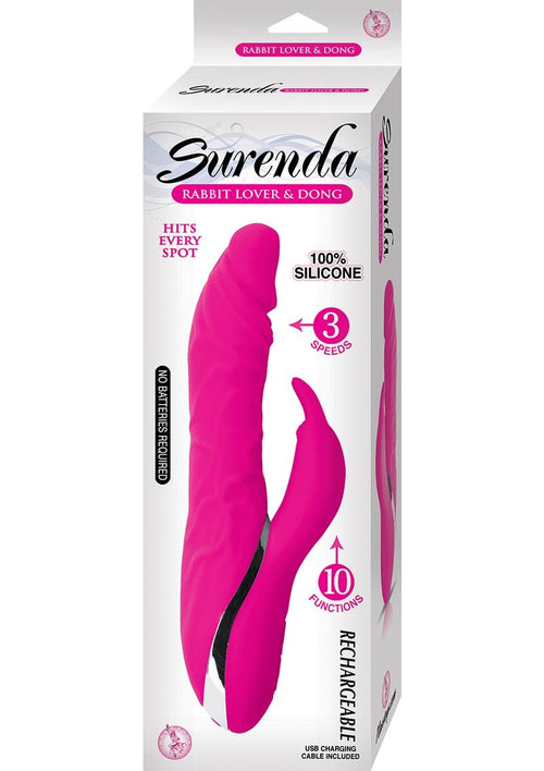 Load image 1 in gallery view. Surenda Rabbit Lover and Dildo Rechargeable Silicone Vibrator - Pink