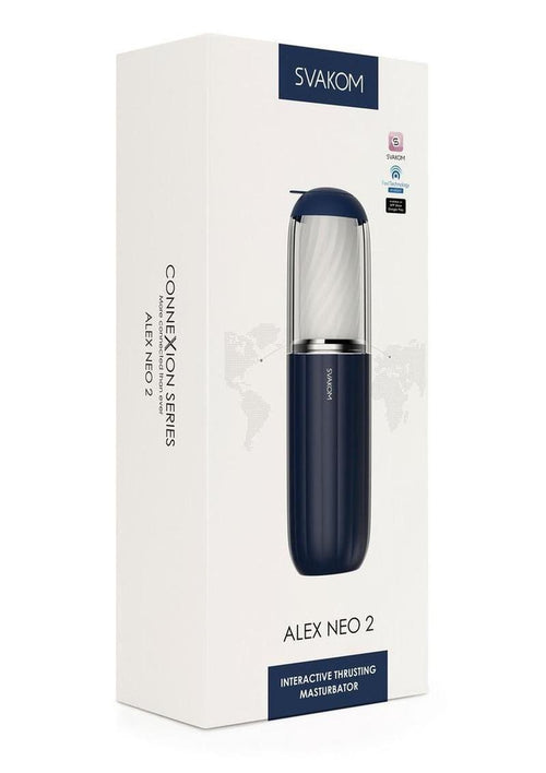 Load image 1 in gallery view. Svakom Alex Neo 2 Interactive Thrusting Rechargeable Masturbator - Black/Clear