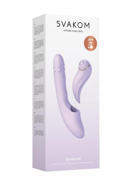 Load image 1 in gallery view. Svakom Duoglow Rechargeable Silicone Dual Vibrator - Gold/Lavender
