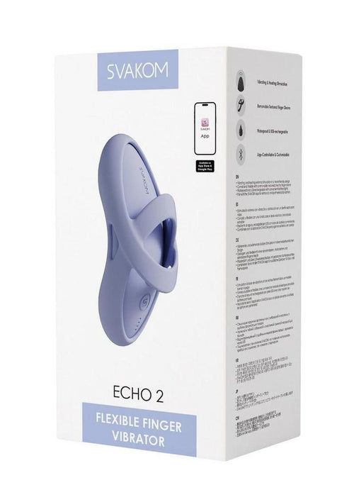 Load image 1 in gallery view. Svakom Echo 2 App Compatible Rechargeable Silicone Heated Finger Vibrator - Blue