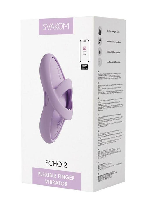 Load image 1 in gallery view. Svakom Echo 2 App Compatible Rechargeable Silicone Heated Finger Vibrator - Lilac/Pink
