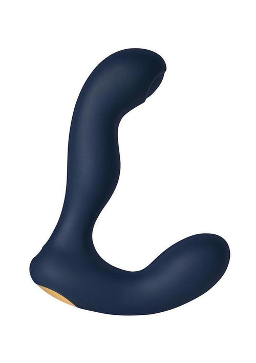 Load image 1 in gallery view. Svakom Iker Neo Rechargeable Silicone App Compatible Prostate Vibrator - Blue/Gold/Navy Blue