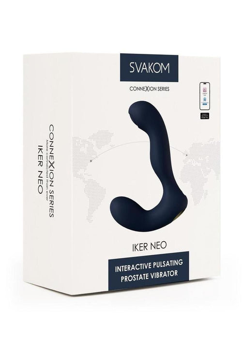 Load image 1 in gallery view. Svakom Iker Neo Rechargeable Silicone App Compatible Prostate Vibrator - Blue/Gold/Navy Blue