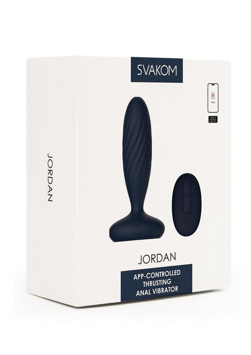 Load image 1 in gallery view. Svakom Jordan Rechargeable Silicone App Control Thrusting Anal Vibrator - Navy Blue