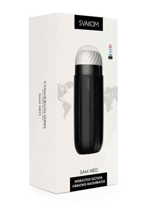 Load image 1 in gallery view. Svakom Sam Neo Silicone Interactive Rechargeable Masturbator - Black/White