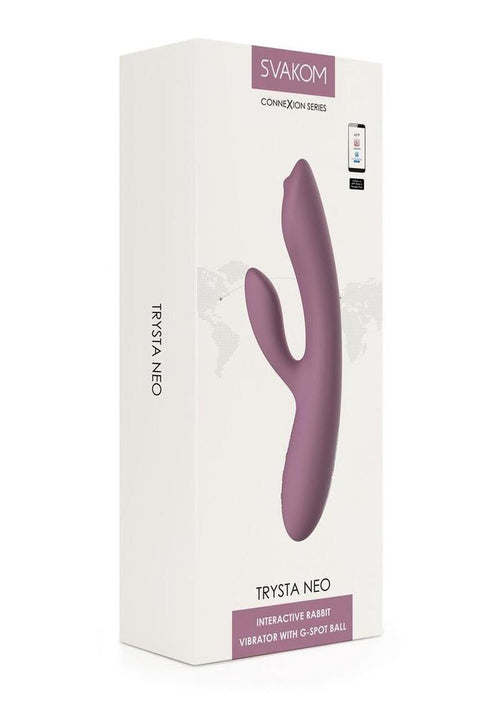 Load image 1 in gallery view. Svakom Trysta Neo Rechargeable App Compatible Silicone Rabbit Vibrator - Lavender/Purple