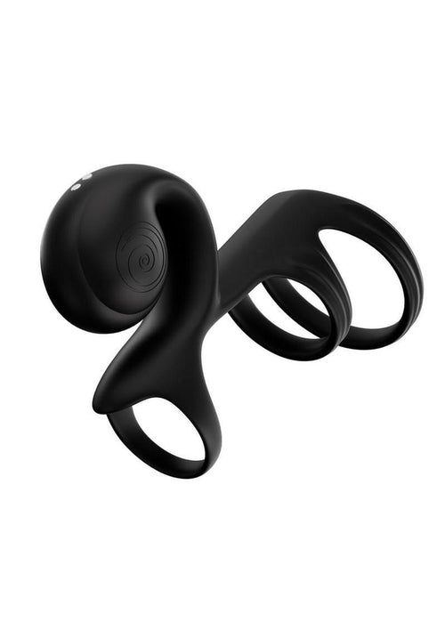 Load image 1 in gallery view. Svibe Snail Jovi Arc Rechargeable Silicone Couples Triple Cock Ring with Remote Control - Noir Haze