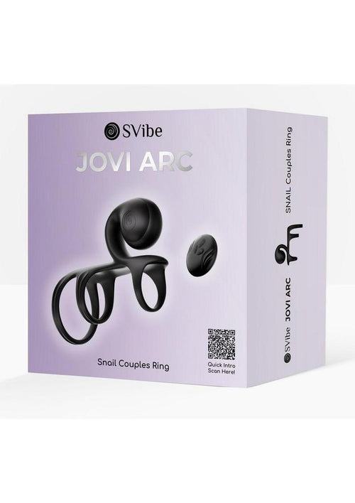 Load image 1 in gallery view. Svibe Snail Jovi Arc Rechargeable Silicone Couples Triple Cock Ring with Remote Control - Noir Haze