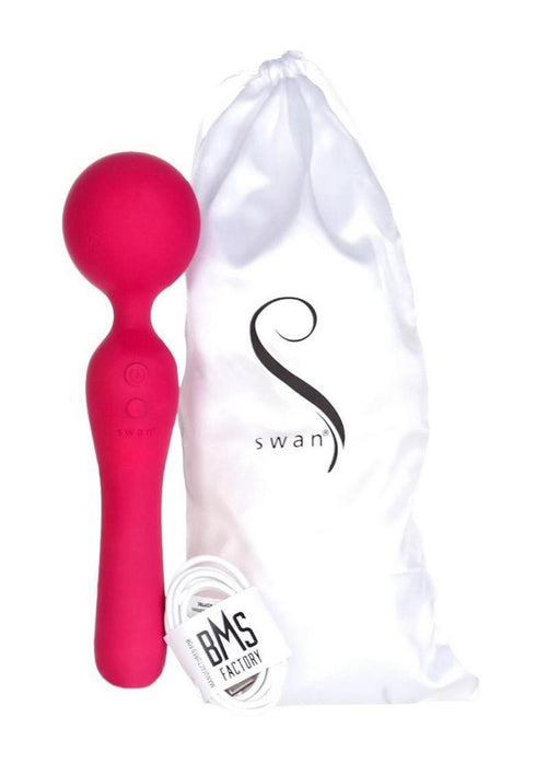 Load image 1 in gallery view. Swan The Swan Sceptre Rechargeable Silicone Dual End Wand Massager - Magenta/Red