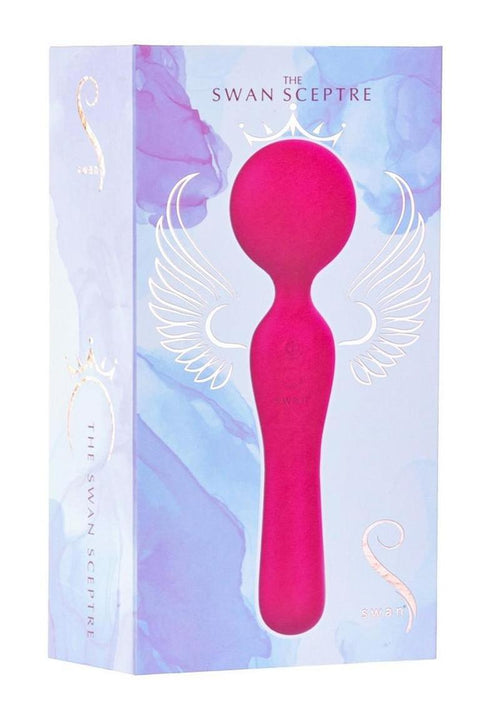 Load image 1 in gallery view. Swan The Swan Sceptre Rechargeable Silicone Dual End Wand Massager - Magenta/Red