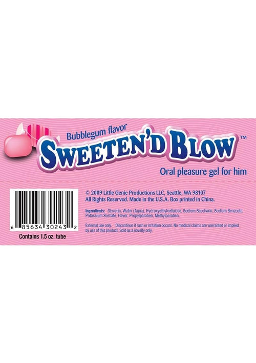 Load image 1 in gallery view. Sweeten D Blow Flavored Oral Pleasure Gel 1.5oz - Bubblegum
