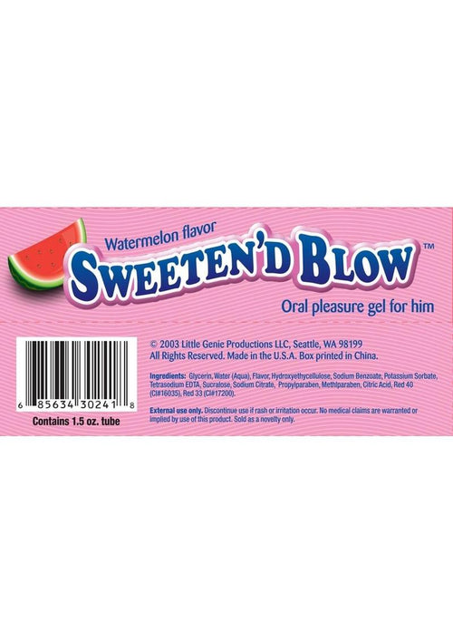 Load image 1 in gallery view. Sweeten D Blow Flavored Oral Pleasure Gel 1.5oz - Watermelon
