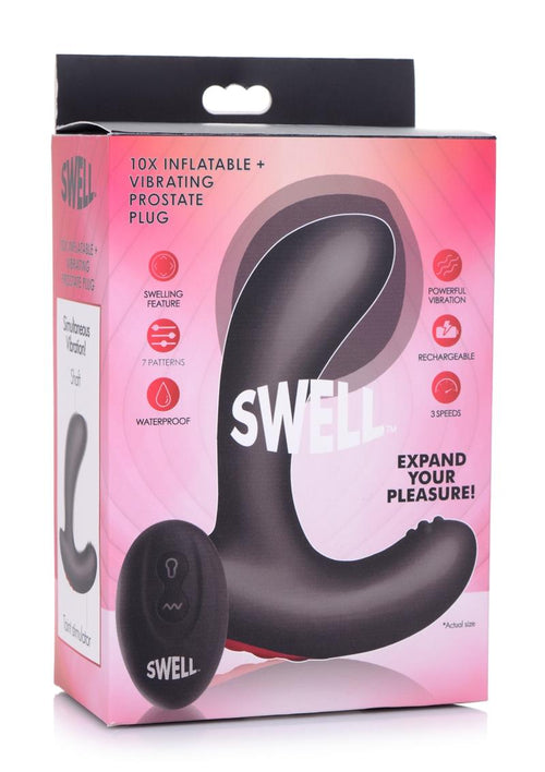 Load image 1 in gallery view. Swell 10x Inflatable Vibrating Silicone Rechargeable Prostate Plug - Black