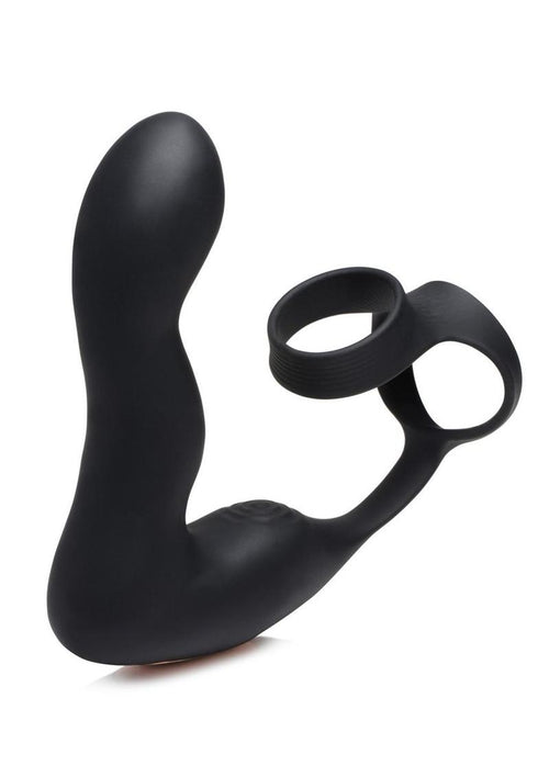 Load image 1 in gallery view. Swell Rechargeable Silicone Inflatable 10x Vibrating Prostate Plug with Cock and Ball Ring and Remote Control - Black