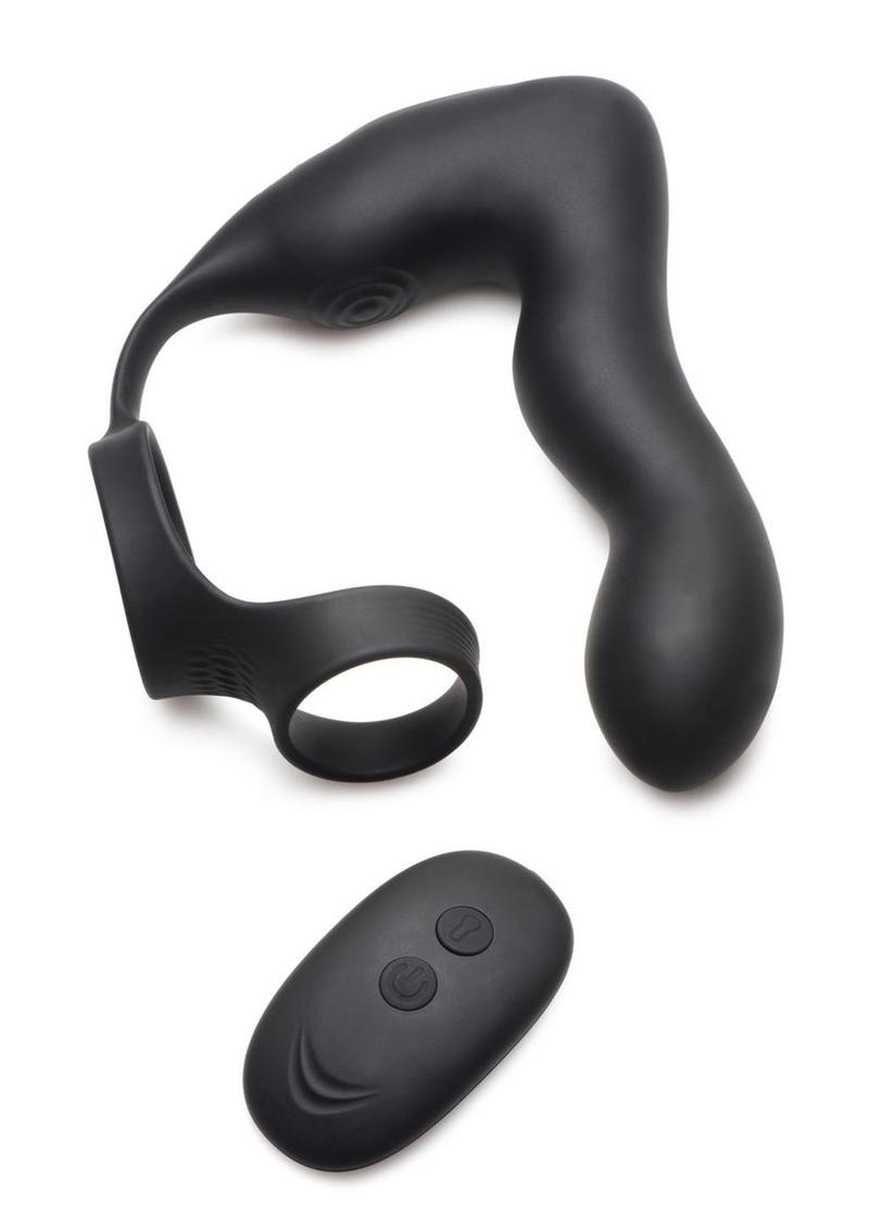 Swell Rechargeable Silicone Inflatable 10x Vibrating Prostate Plug with Cock and Ball Ring and Remote Control SWELL
