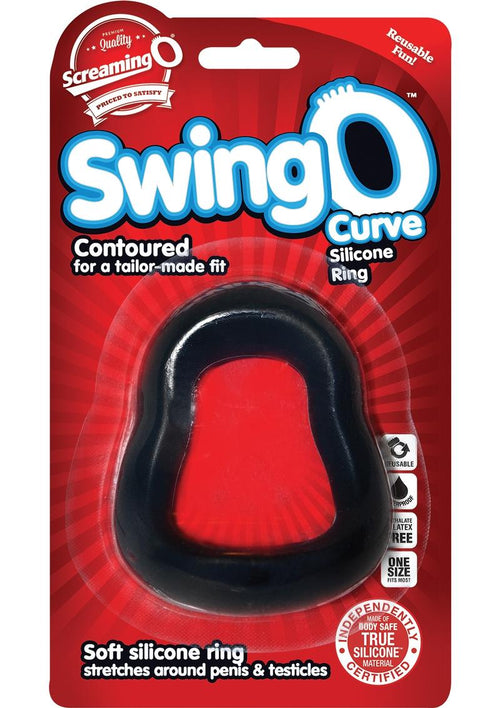 Load image 1 in gallery view. Swingo Curve Silicone Cock Ring - Black