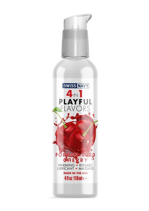 Load image 1 in gallery view. Swiss Navy 4 In 1 Flavored Lubricant 4oz - Poppin Wild Cherry