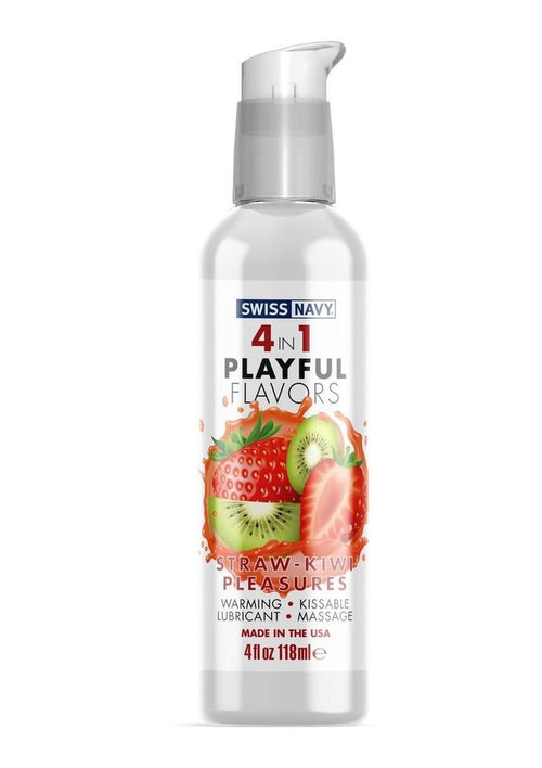 Load image 1 in gallery view. Swiss Navy 4 In 1 Flavored Lubricant 4oz - Strawberry/Kiwi Pleasure