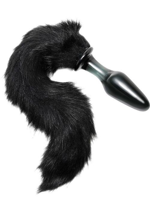 Load image 1 in gallery view. Tailz Midnight Fox Glass Butt Plug with Tail - Black