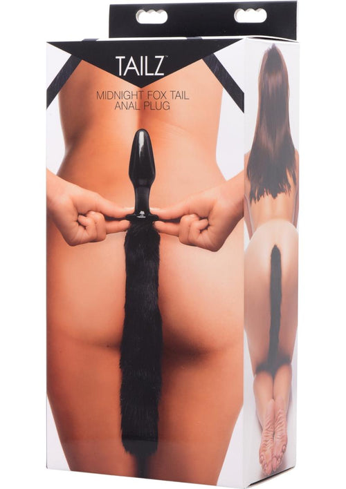 Load image 1 in gallery view. Tailz Midnight Fox Glass Butt Plug with Tail - Black