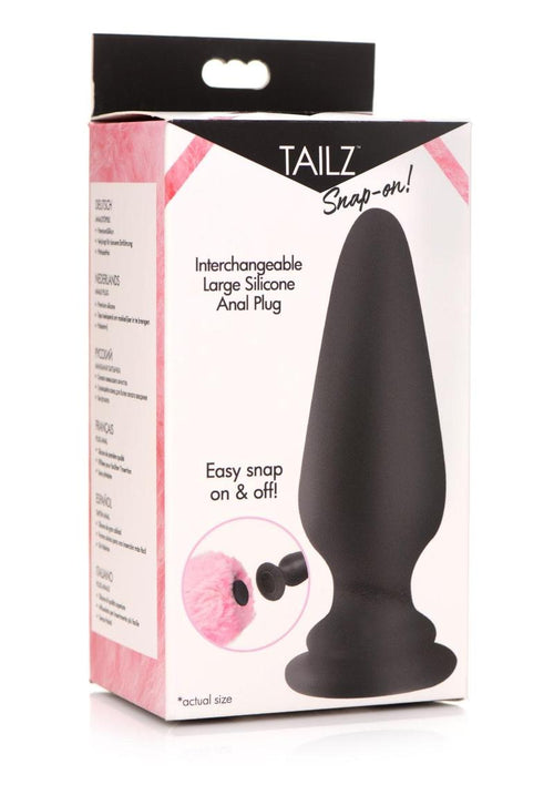 Load image 1 in gallery view. Tailz Snap-On Silicone Anal Plug - Black/Pink - Large