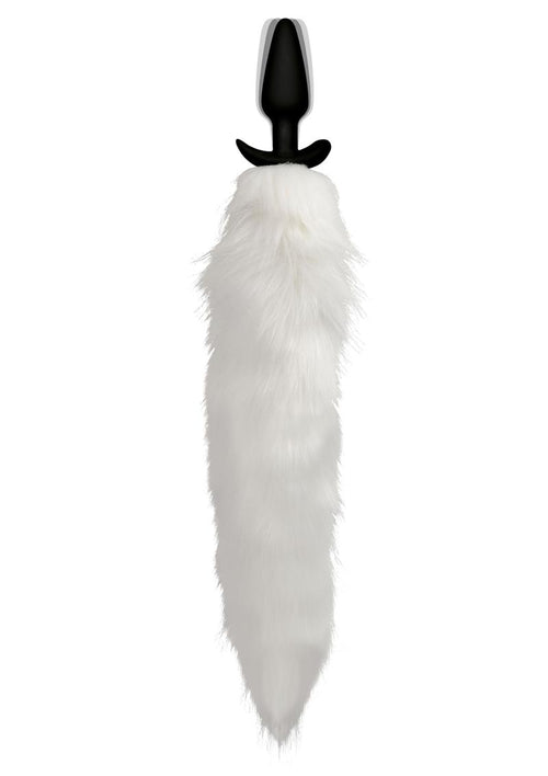 Load image 1 in gallery view. Tailz Vibrating White Fox Tail Slender Anal Plug - White