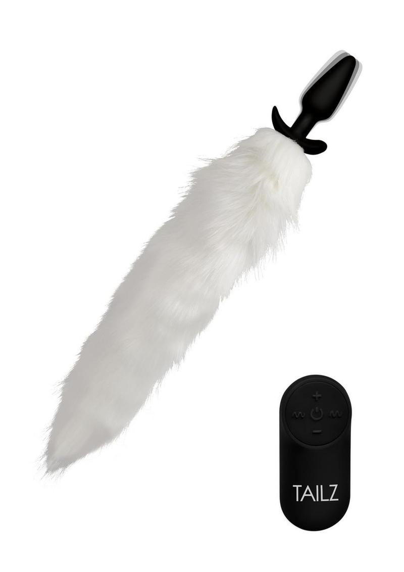 Tailz Vibrating White Fox Tail Slender Anal Plug TAILZ