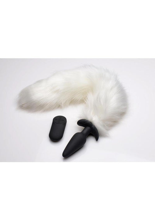 Load image 1 in gallery view. Tailz Vibrating White Fox Tail Slender Anal Plug TAILZ