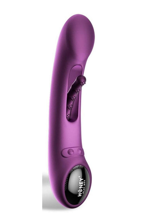 Load image 1 in gallery view. Tempo Pressure Sensing App Controlled Kinky Finger Tapping Rechargeable Silicone G-Spot Vibrator - Black/Purple