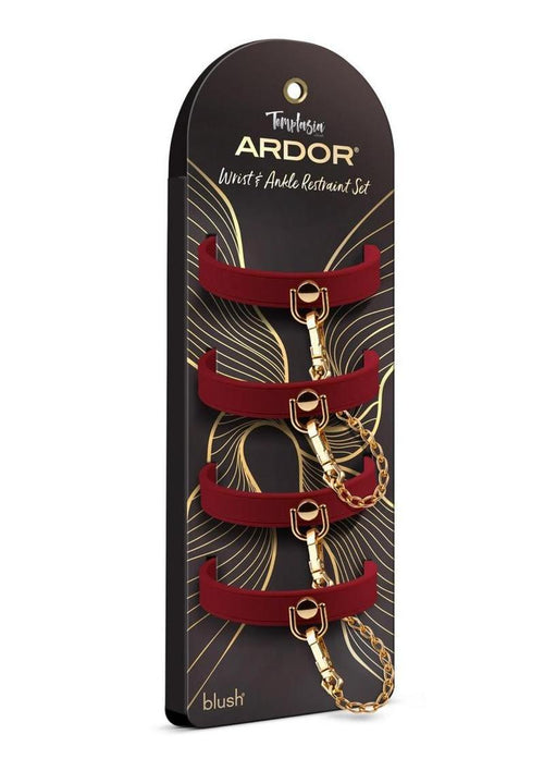 Load image 1 in gallery view. Temptasia Ardor Silicone Wrist and Ankle Restraints - Red